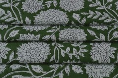 5 Yard Hand Block Floral Print Fabric Natural Handmade Cotton Indian Sanganeri