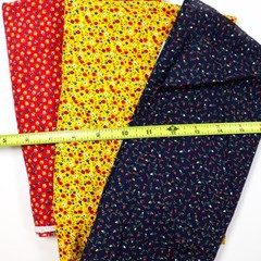 Vtg Quilting Fabric Cotton Lot 1 POUND Red Blue Yellow Tiny Florals Calico