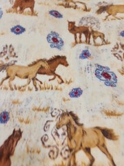 1.75 Yards Vintage Flannel Horses Native Symbols Brown Cream Xtra Soft