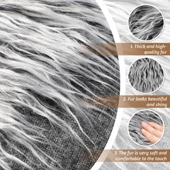 Tatuo 10 x 20 Inch Black Gray Faux Fur Fabric 10 x 20 Inch,