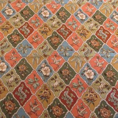 Classic Cottons Vtg 2001 Cotton Fabric Floral Paisley Birds Triangles 23″ x 42