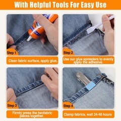 Fabric Glue Permanent, 60 ML Washable Clear Clothing Glue, Super Fabric Glue for
