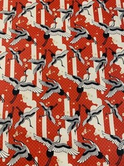Kimonos & Koi – Japanese Cranes Red – Paintbrush Studio Cotton Fabric