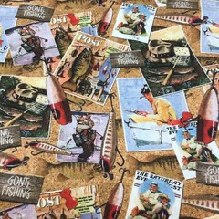 Fabric Saturday Evening Post Print Crafts Sewing Remnant 18 X 42