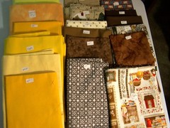 Huge Lot Quilters Cotton Prints & Solids Fabric Approx. 20+ yards Browns, Gold