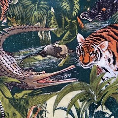 jungle safari animals themed Quality cotton Fabric 1/2 YdTiger Elephant Monkeys