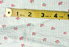 VTG 36″wide Stripes of Blue on White w/Tiny Pink Rose Pucker Print BTFQ