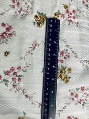 VTG Red Orange & Tan Florals on White DIMITY Embroidered Raised Threads BTFQ