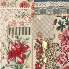 Slow stitch junk journal kit Vintage fabric pieces lace Sewing and Craft K#26