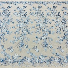 3D Floral Lace Fabric by Yard – Luxury Embroidered Bridal Mesh VT-35