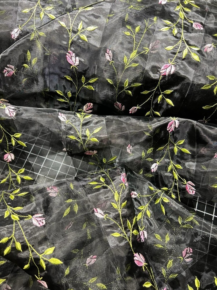 Floral Embroidered Organza Fabric By The Yard Or Roll