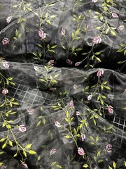 Floral Embroidered Organza Fabric By The Yard Or Roll