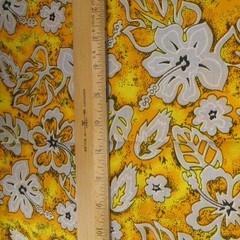 Cotton Fabric Grey Medium Floral on Yellow Orange 1yd x 56 quilt craft