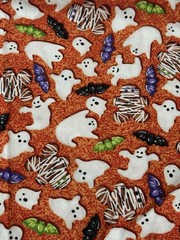 Spooky Snacks Halloween Fabric Candy Cookie Creepy Confections Ghost Mummy 2 yds