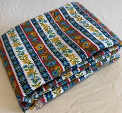 2x Vtg House N Home Fabrics Pieces Bright Primary Floral Stripe Flower 27″x49″