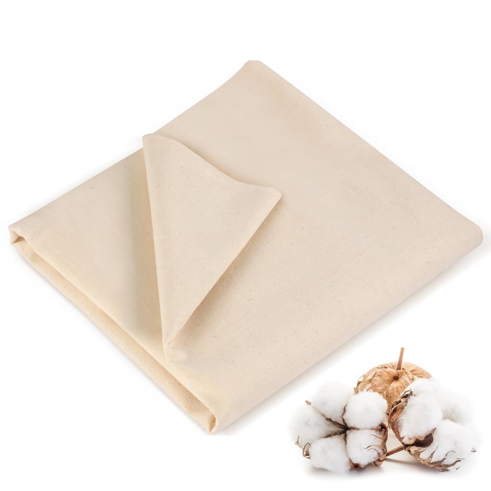 100% Cotton Unbleached Muslin Fabric 63″ x 1.3 Yard Medium Weight Cotton Yardage