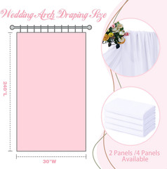 2 Panels Wedding Arch Draping Fabric 30″ X 20Ft 30″W X 240″L (Pack of 2) White