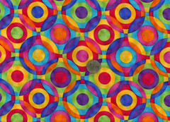 Remnant of Fabric Fat Eighth 9X21 Crafts, Quilting, Colorful Circles