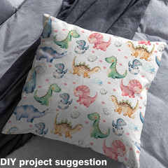 Kawaii Dino Upholstery Fabric, Kids Cartoon Egg Cute Art Indoor/Not Stretchy, An