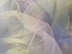 Rainbow Tulle Fabric Silver Glitter Stars Lace Fabric for Wedding Tulle Dress