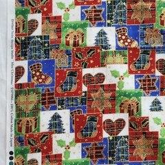 Brother Sister Design Misc Christmas Square Patchwork Fabric Gold Accents 43×36+
