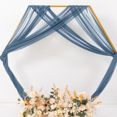 Dusty Blue Wedding Arch Draping Fabric – 2 Panels, 29″x20FT Sheer Gauze Curtains