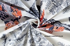 3 Yard Indian Natural Owl Bird Printed Fabric Handmade Cotton Sanganeri Print