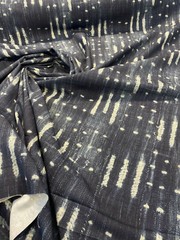 Navy Blue Sikasso Painting Fabric Cotton Drapery Upholstery by the yard