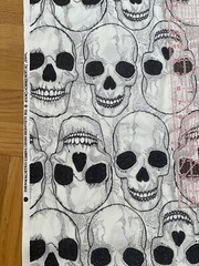 Alexander Henry OOP YORICK SKULL Black White Cotton Fabric “18X44” New