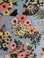 Alexander Henry Hacienda Cactus Fabric BTY Desert Flowers Butterfly Chambray