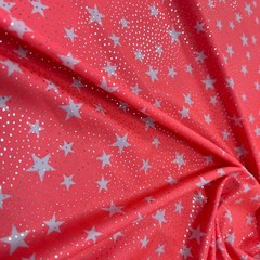 Stars & Dots with Coral print Nylon Spandex Fabric Stretch By Yard for Swimwear