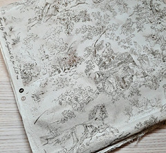 2 YDS Cotton Fabric Pastoral Brown Toile Matters of the Heart Kaye England SSI
