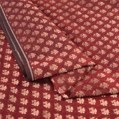 Sanskriti 1 Yard Art Silk Dark Red Woven Banarasi Dress Material Craft Fabric