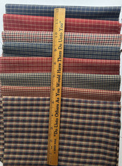 8 RED & BLUE Check & Plaid 100% Cotton Homespun FAT 8THS (9″x21/22″)