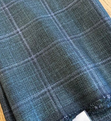 Loro Piana Silk Air Wool Silk Blend Fabric Green Check 2.0m/ 2.2yd Italy