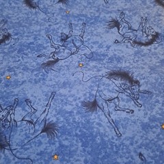 Yehaw Blue Cotton Fabric 1 Yd Maywood Studio Cowboys Rodeo Horses Quilting