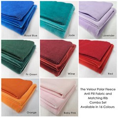 Velour Polar Fleece Anti Pill Fabric with Matching Ribbing Combo Set,Neotrims
