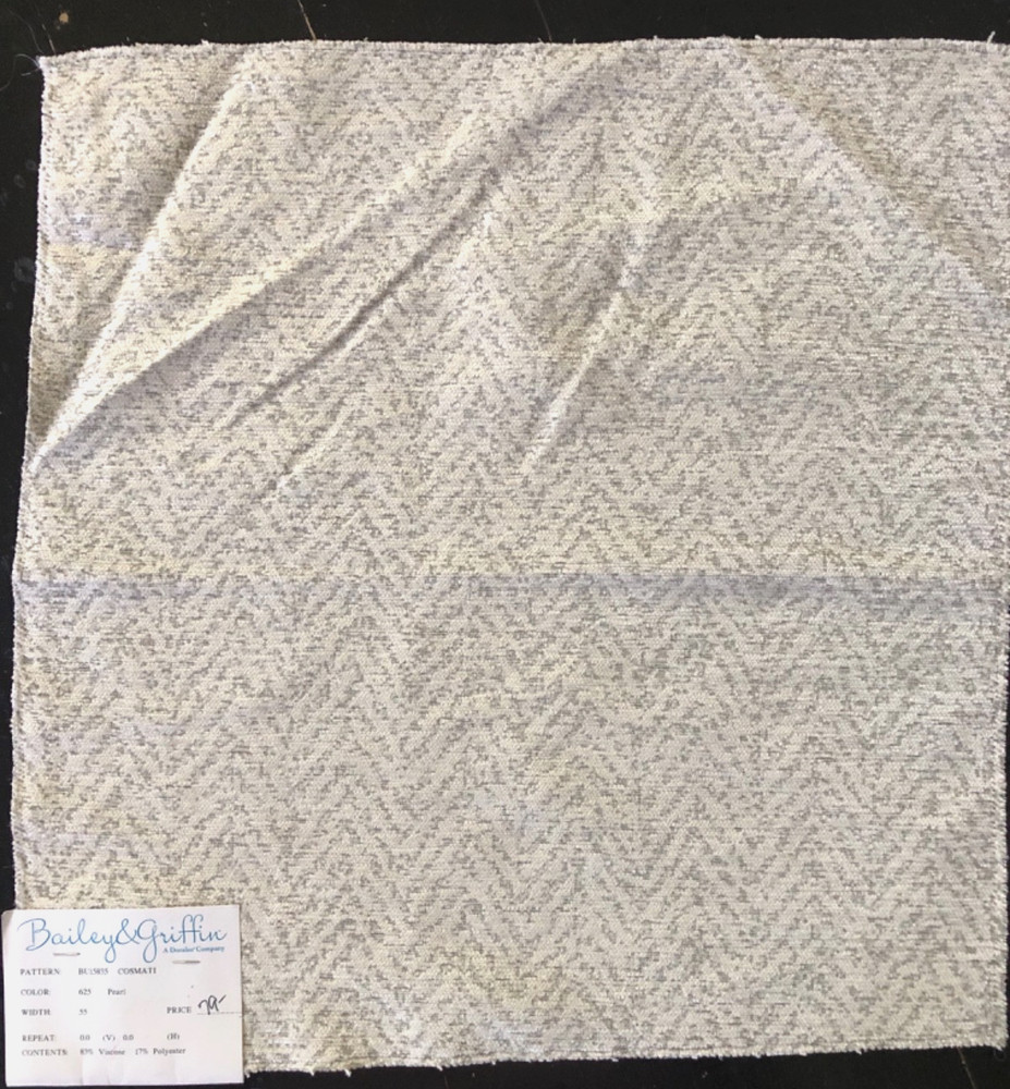 BAILEY & GRIFFIN Cosmati in Pearl 16 3/4 x 17 1/8″ Woven Chevron Fabric Sample