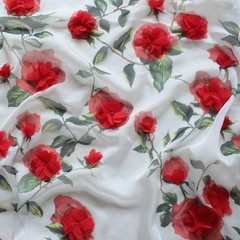 3D Embroidered Flower Sheer Chiffon Fabric Bridal Wedding Dress Cloth 100*150 cm