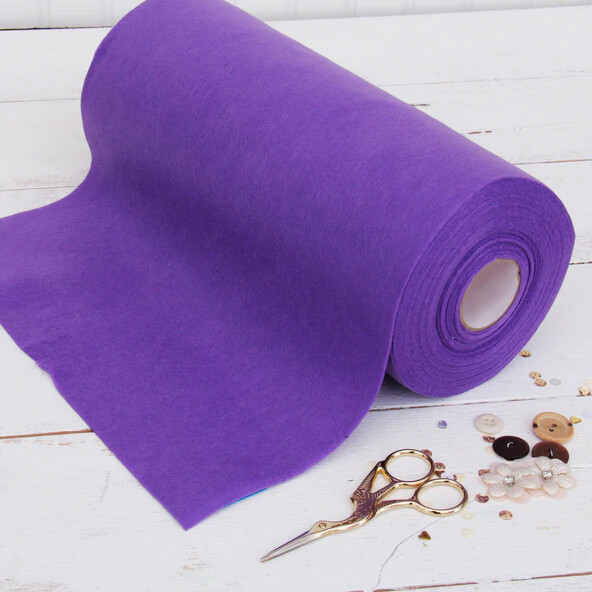 Premium Felt Roll – 12″ x 10yd – Purple – Soft Wool-Like 1.2mm Thick