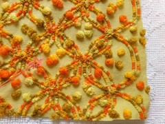 confetti vtg chenille bedspread fabric colorful boho wedding ring design, 20×24″