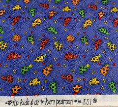 Ladybug Polka Dot Heart Fabric Kari Pearson For SSI Red Green Orange Blue BTHY
