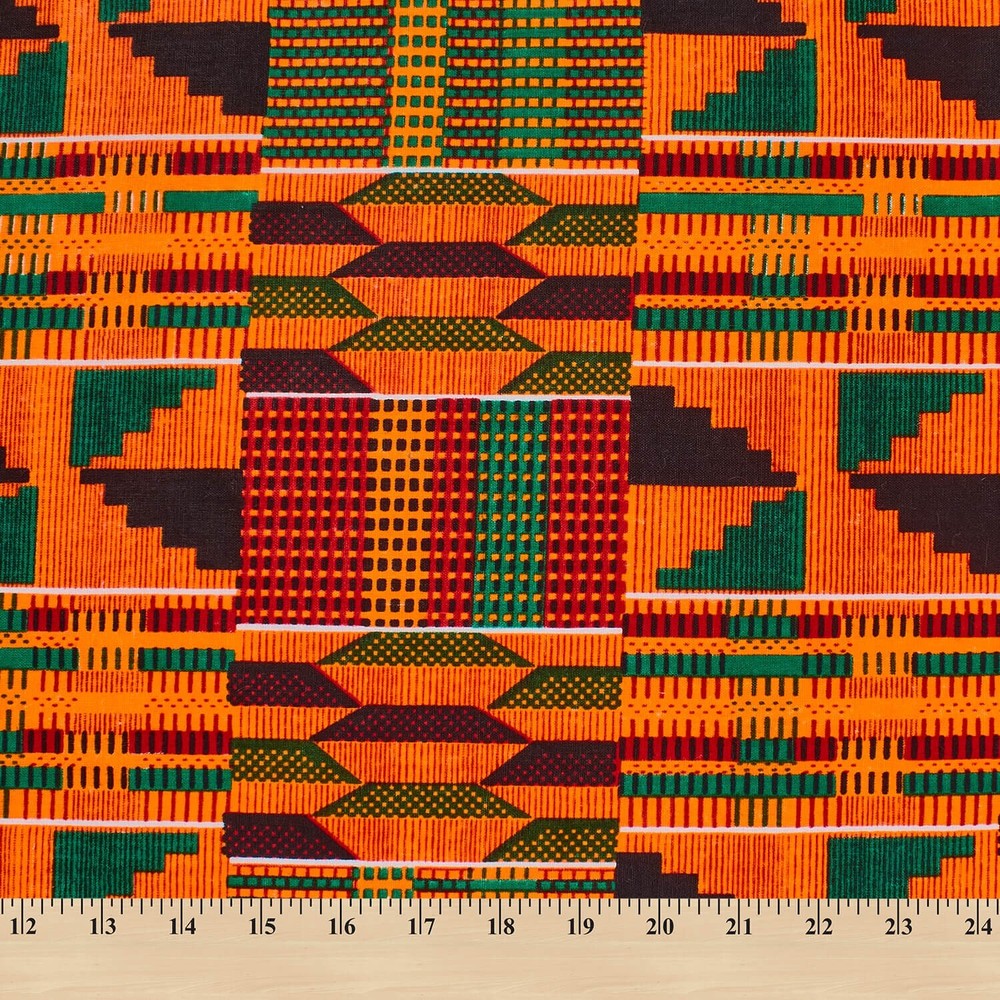 Kente African Print Fabric 100% Cotton 44” wide sold by the yard (19006-2)