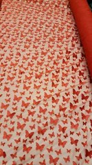 Red Embroidered Lace 3d Satin Butterflies Fabric By The Yard Gown Quinceañera