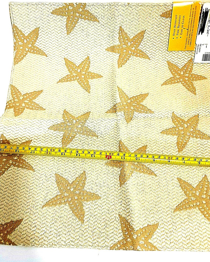 Nautical SEA STAR Designer Fabric Reversible Beige Ivory by Duralee 17″ Sq.