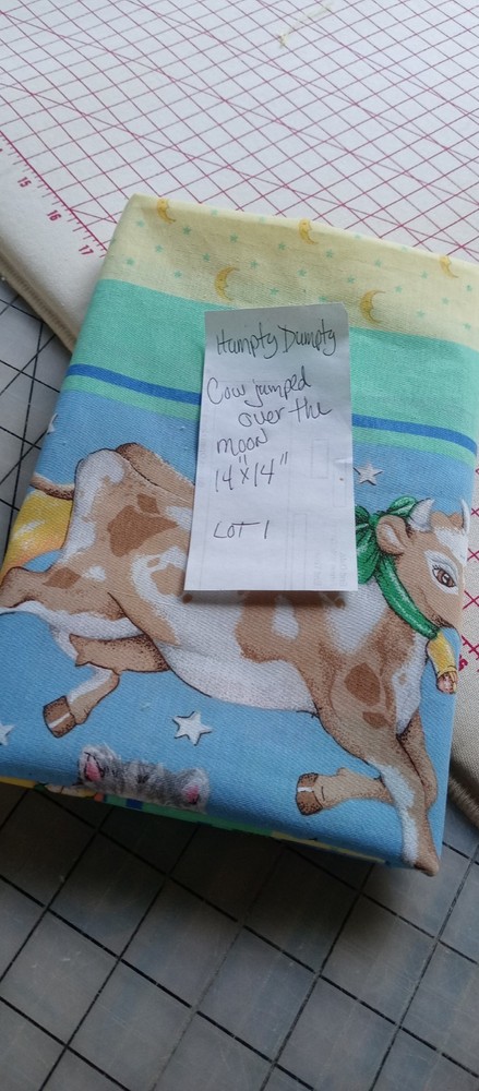 Crib Quilt Panels + More. Lot 1 Humpty Dumpty. Cow Over The Moon.