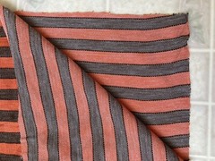 Vintage Unbranded Woven Nubby Wide Stripe Fabric orange Brown Stripe 1 yard plus