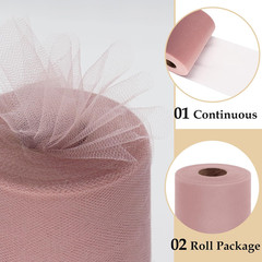 Dusty Rose Tulle Fabric Roll 6 Inch by 100 Yards (300 Feet) Sheer Netting Spool