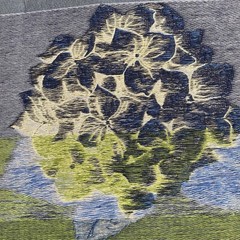 Square by Design Hydrangeas Flower Embroidered Woven Fabric Panel Craft New USA