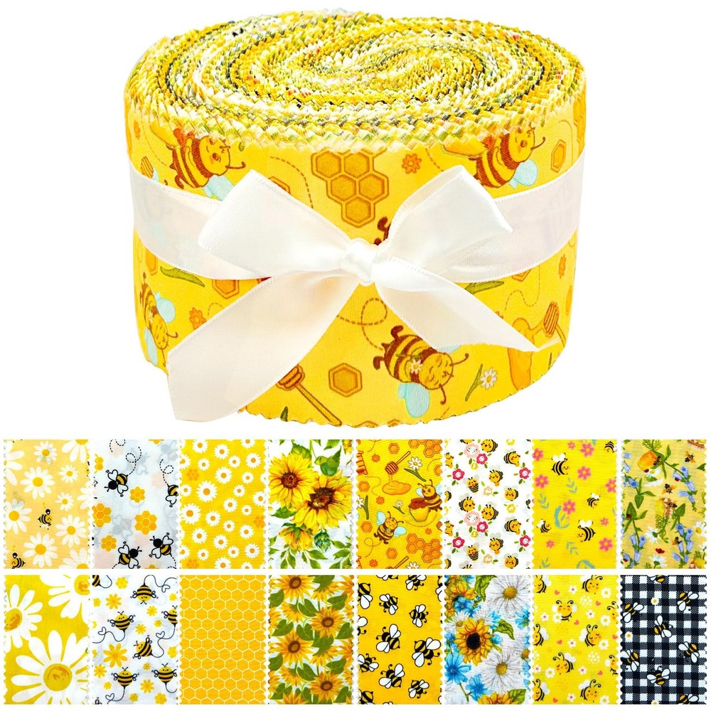 80 PCS Bees Strip Jelly Roll Fabric Strips Floral 2.5×20 Inch For Quilting